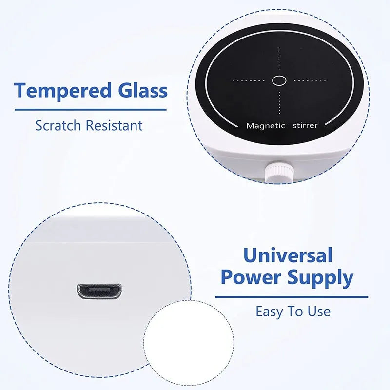 Mini Magnetic Stirrer 4000RPM Portable Mixer White