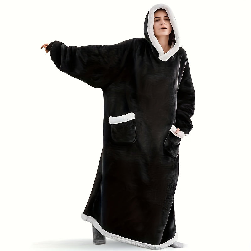 Flannel Hooded TV Blanket for Winter Warmth