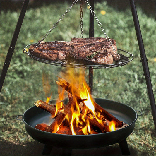 Outdoor Metal Fire Pit Bowl with Handles & Legs