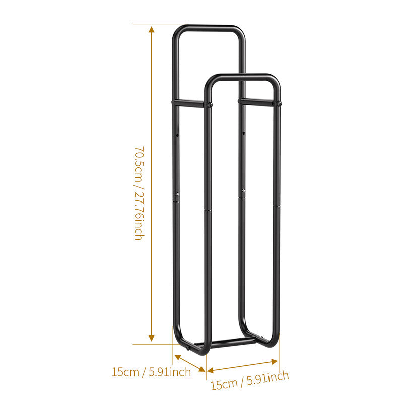 Double-Pole Towel Rack, Wall-Mounted Storage Rack for Bathroom,Black