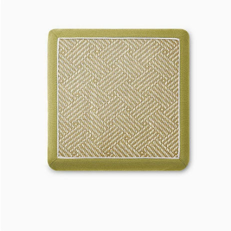 Square bar stool cushion with ties, breathable and non-slip square chair pad, 28*28*3.5 cm memory foam children's stool cushion (Green Mood (Rattan texture))