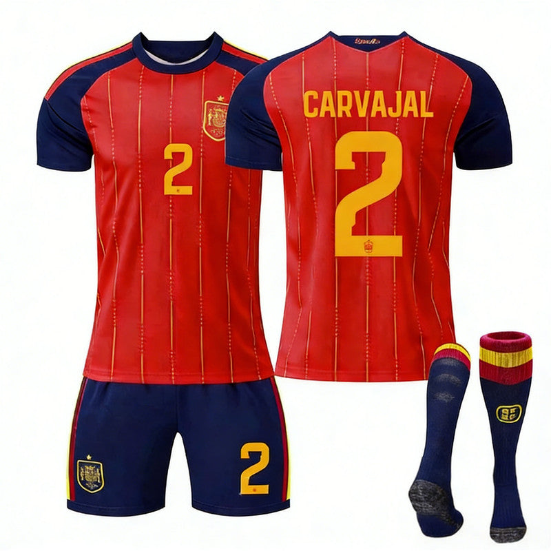 2026 FIFA World Cup Spain Home Red Soccer Jersey #10 Yamal #2 Carvajal #16 Rodri #20 Pedri #17 Nico Williams #19 Olmo #4 Cubarsí Football Shirt Fan Edition Children /Adult Sizes Fast Shipping(Dani Carvajal+ SizeL)