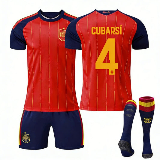 2026 FIFA World Cup Spain Home Red Soccer Jersey #10 Yamal #2 Carvajal #16 Rodri #20 Pedri #17 Nico Williams #19 Olmo #4 Cubarsí Football Shirt Fan Edition Children /Adult Sizes Fast Shipping(Pau Cubarsí+ SizeXS)