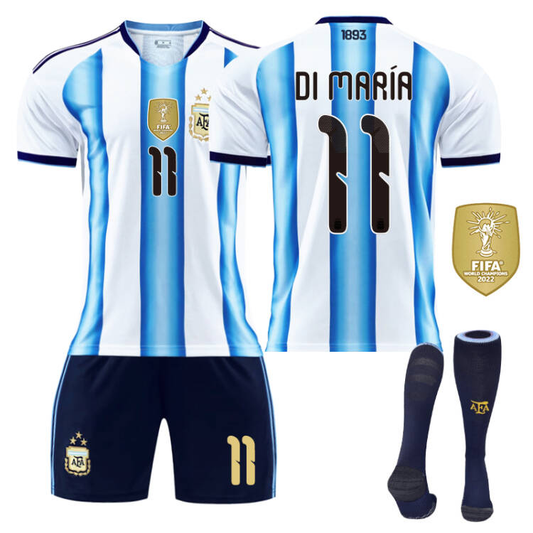 2026 FIFA World Cup Argentina Home Jersey #10 Messi #9 Alvarez #22 Martinez #20 Enzo Football Shirt Fan Edition Children/Adult Sizes 16-XXL(Di María + SizeXXL)