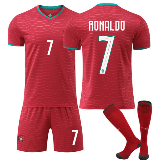 2026 FIFA World Cup Portugal Home Red Soccer Jersey #7 Ronaldo ，#8 Bruno Fernandes#10 Bernardo Silva#17 Rafael Leão Football Shirt Fan Edition Adult Sizes(Ronaldo + SizeL)