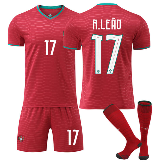 2026 FIFA World Cup Portugal Home Red Soccer Jersey #7 Ronaldo ，#8 Bruno Fernandes#10 Bernardo Silva#17 Rafael Leão Football Shirt Fan Edition Adult Sizes(Rafael Leão + SizeXL)