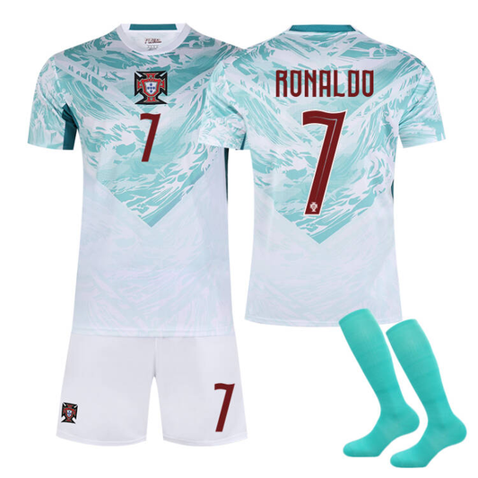 2026 FIFA World Cup Portugal Away Jersey – #7 Ronaldo, #8 Bruno Fernandes, #10 Bernardo Silva, #17 Rafael Leão, #21 Diogo Jota, #23 Vitinha, Children/Adult Sizes, Breathable Fabric(Cristiano Ronaldo + SizeS)