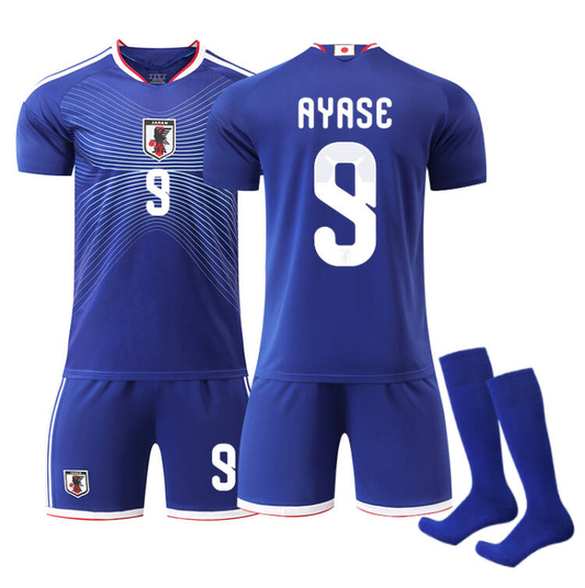 2026 FIFA World Cup Japan Home Jersey – #6 Wataru Endo, #7 Kaoru Mitoma, #8 Takumi Minamino, #9 Ayase Ueda, #10 Ritsu Doan, #14 Junya Ito, #20 Takefusa Kubo, #22 Takehiro Tomiyasu, Children/Adult Sizes, Breathable Fabric(Ayase Ueda + SizeXS)