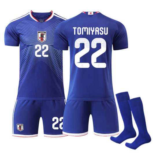 2026 FIFA World Cup Japan Home Jersey – #6 Wataru Endo, #7 Kaoru Mitoma, #8 Takumi Minamino, #9 Ayase Ueda, #10 Ritsu Doan, #14 Junya Ito, #20 Takefusa Kubo, #22 Takehiro Tomiyasu, Children/Adult Sizes, Breathable Fabric(Takehiro Tomiyasu + SizeXL)