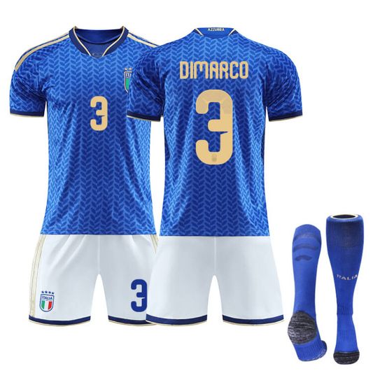 2026 FIFA World Cup Italy Home Jersey – #1 DONNARUMMA, #3 DIMARCO, #8 TONALI, #10 R.BAGGIO, #14 CHIESA, #18 BARELLA, Children/Adult Sizes, Breathable Fabric(DIMARCO + SizeXS)