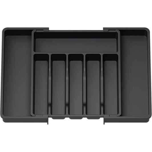 Cutlery Tray, Expandable Utensil Tray For Drawer, Adjustable Drawer Organizer For Kitchen, Compact Plastic Storage For