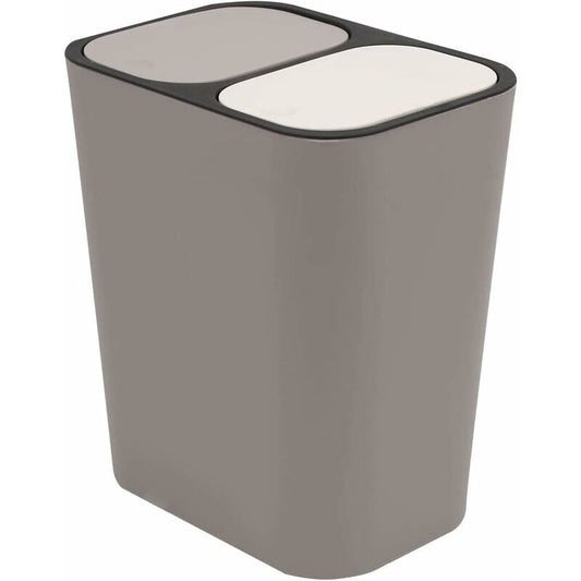 Double Recycling Trash Bin Storage Box Container Rectangle Plastic Push Button Dual Compartment For Kitchen Office Home