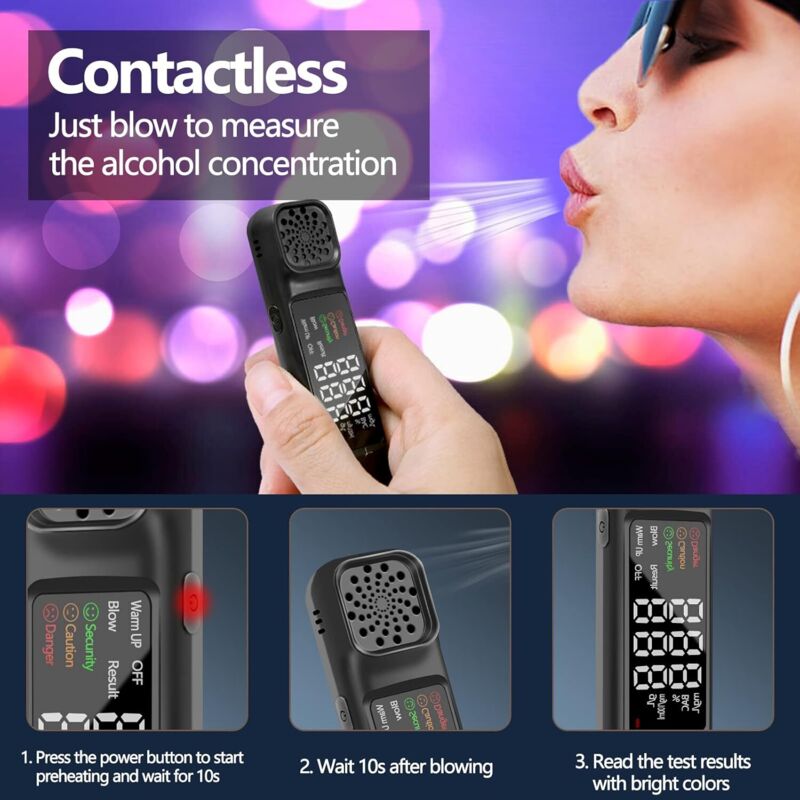 Professional Electronic Breathalyzer, Portable Breathalyzer With Lcd Display, High Sensitivity Alcohol Tester,