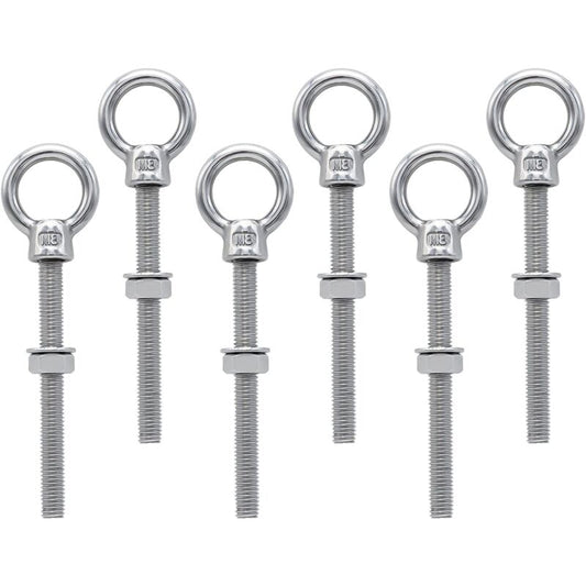 Eye Bolts M8 X 80Mm Stainless Steel Metric Thread M8 Eye Bolts For Fixing And Hanging, 6 pcs