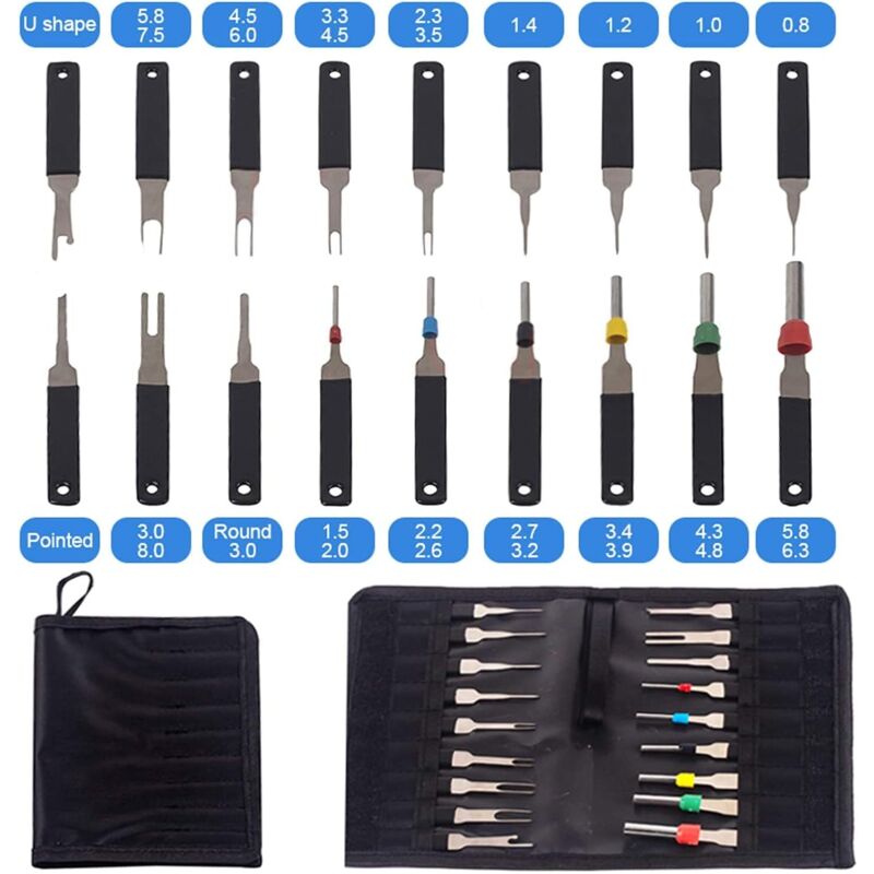 Terminal Extractor - 18 pcs Terminal Removal Tool Kit - High Hardness - No Rust - No Deformation - Car Electrical