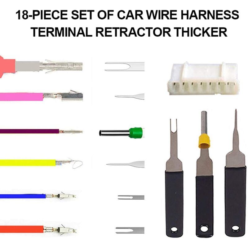 Terminal Extractor - 18 pcs Terminal Removal Tool Kit - High Hardness - No Rust - No Deformation - Car Electrical