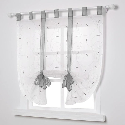 Window Embroidery ROman Blinds Sheer Curtains Decoration For Bedroom Balcony Kitchen, Grey, 80Cmx140Cm