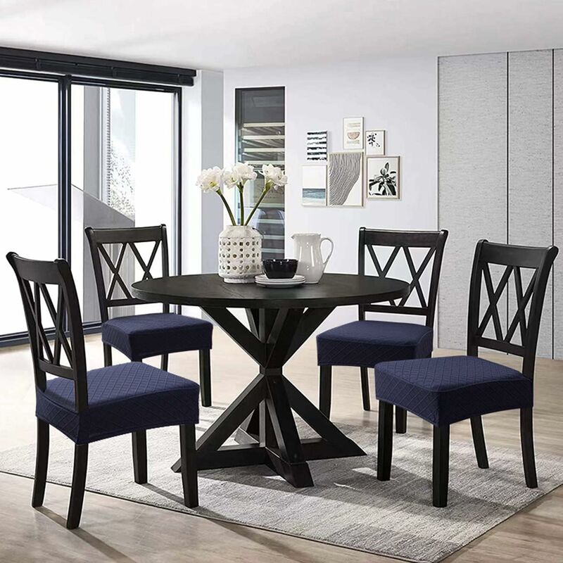 Diamond Lattice Waterproof Seat Covers For Dining ROom Chairs, Stretch Kitchen Chair Covers For Dining ROom, Seat