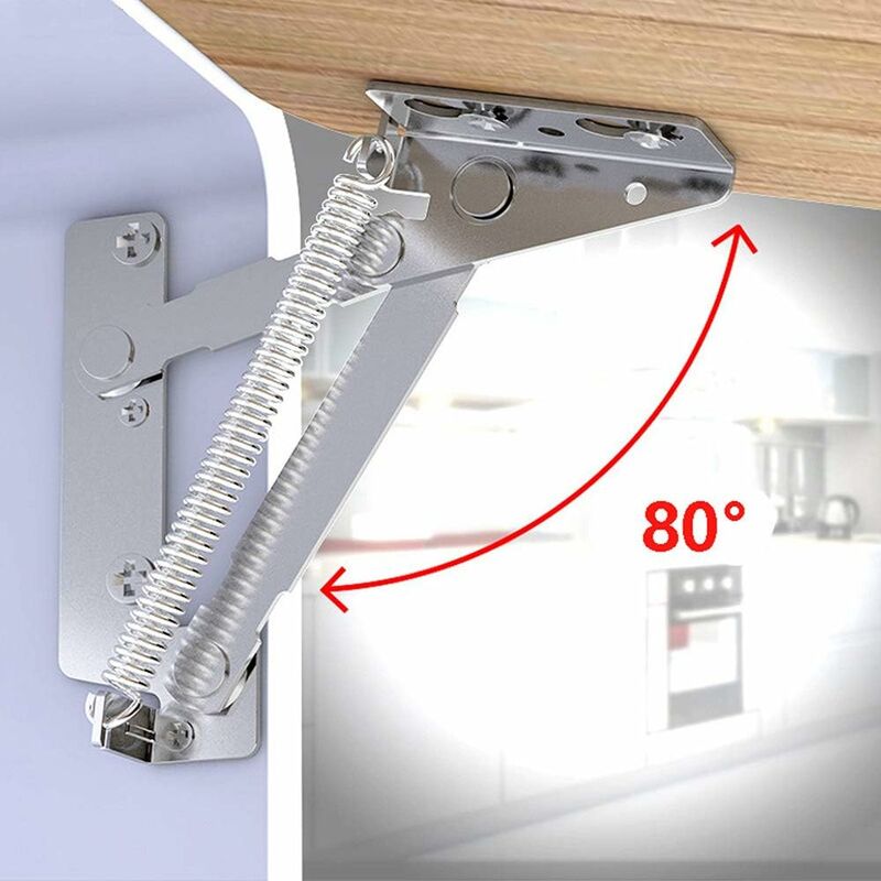 80 Degree Cabinet Hinge Full Hinge Lid Furniture Base Spring Hinge, 1 Pair