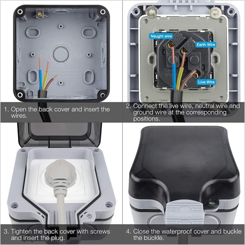 Waterproof Socket Size Waterproof Outdoor Wall Socket, Ip66 Weatherproof Outdoor Socket For K ...