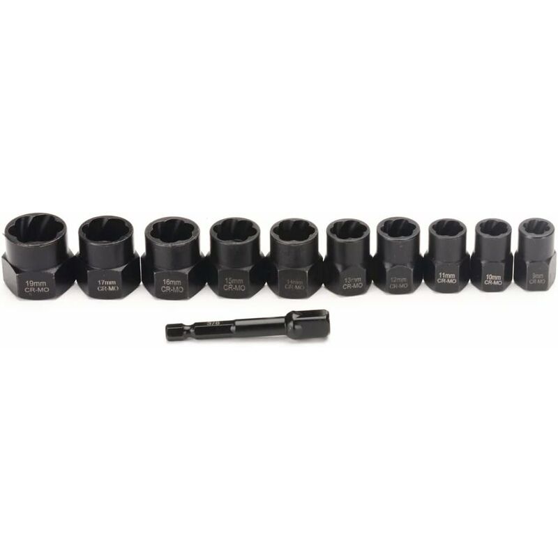 11 pcs 9.5Mm Impact Bolt Extractor Tool Set With Toolbox