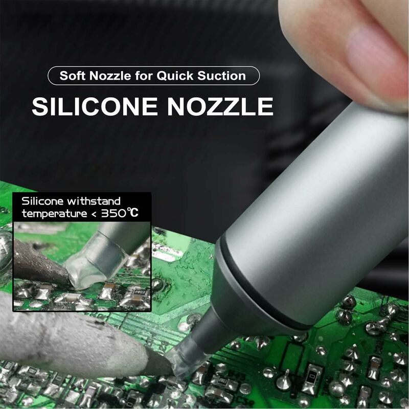 Desoldering Pump With High Temperature Resistant Silicone Nozzle, Premium Aluminum Housing, Stronger Suction Power,