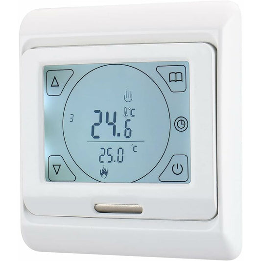 ROom Thermostat Wg809,7 DAys Programmable Lcd Display Ac230V 16A For Electric Floor Heating White