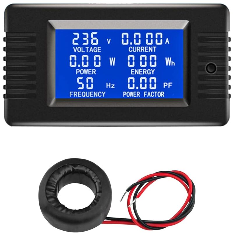 Lcd Digital Ammeter Voltmeter Ac 80-260V 100A, 6-In-1 Power Meter Household Electricity Meter Panel, Closed Type Energy