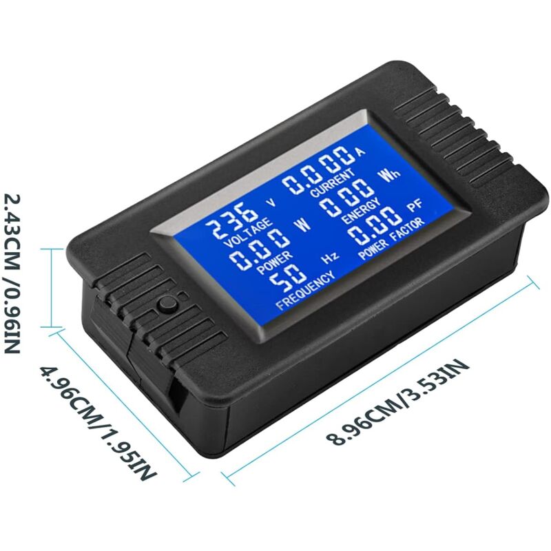 Lcd Digital Ammeter Voltmeter Ac 80-260V 100A, 6-In-1 Power Meter Household Electricity Meter Panel, Closed Type Energy
