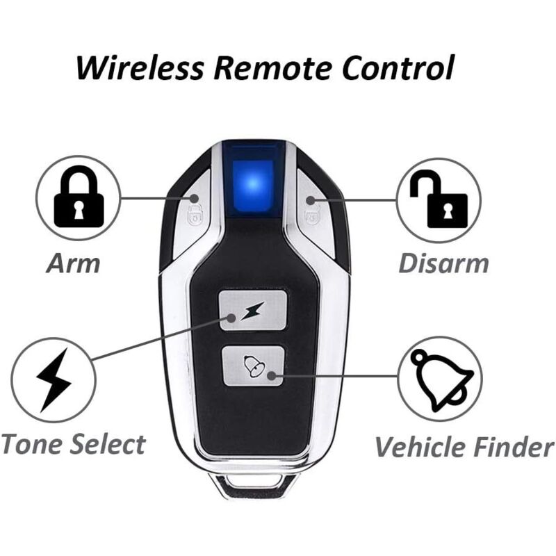 Wireless Motorcycle/Bike Security Anti-Theft Alarm With Remote Control, Ip55 Waterproof, 113 Db Super Loud (Black)