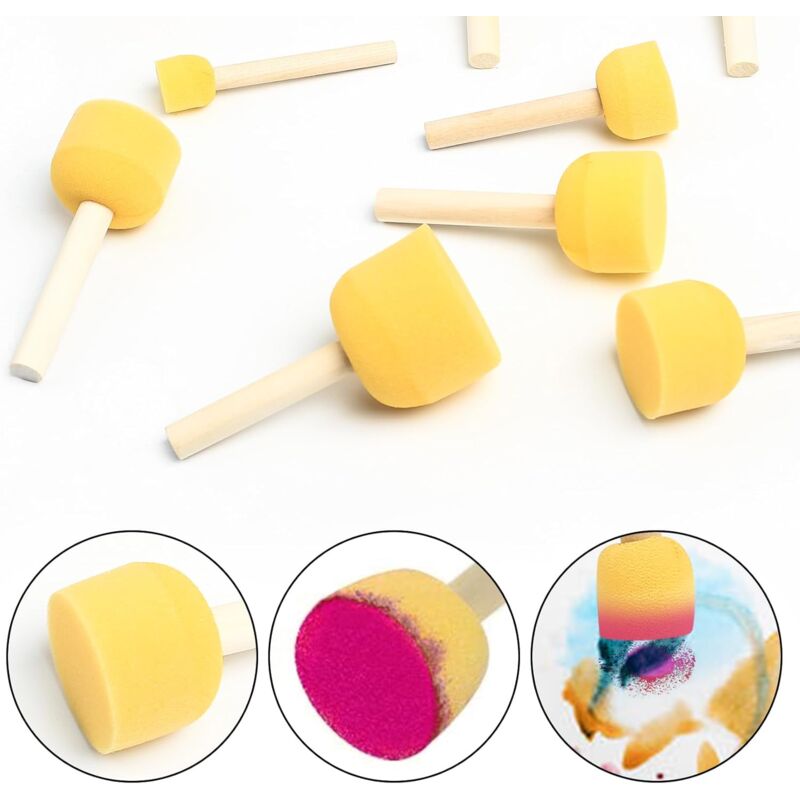 25 Pieces Foam Paint Brushes, Sponge Paint Brushes With Wooden Handle, For Painting Art Craft Pottery Graffiti - 5 Sizes