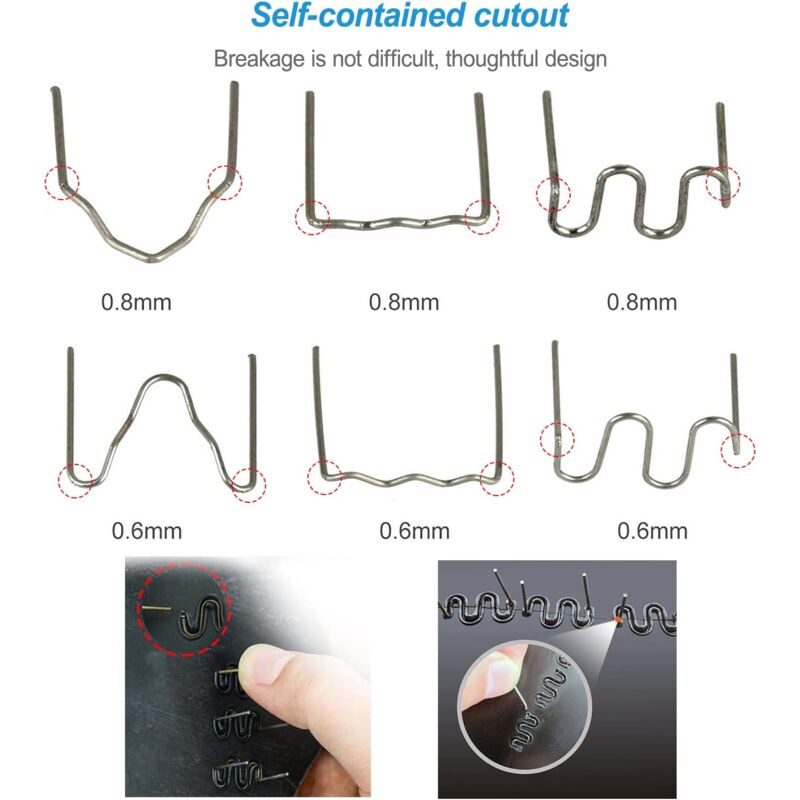 1800 pcs Tungsten Steel Hot Staples, 0.8Mm/0.6Mm Welding ROds Hot Staple Repair Welding Nail, For Car Bumper Plastic