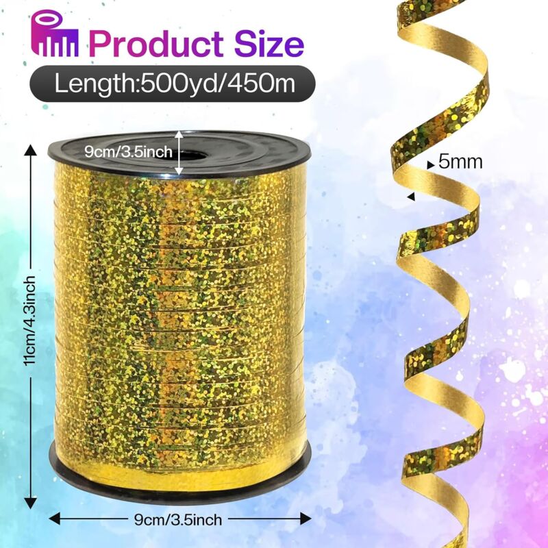 One Spool Smooth Gold Ribbon - 400M X 5Mm Gold Gift Ribbon For Wedding, Diy Arts & Crafts, Party And Gift Wrapping