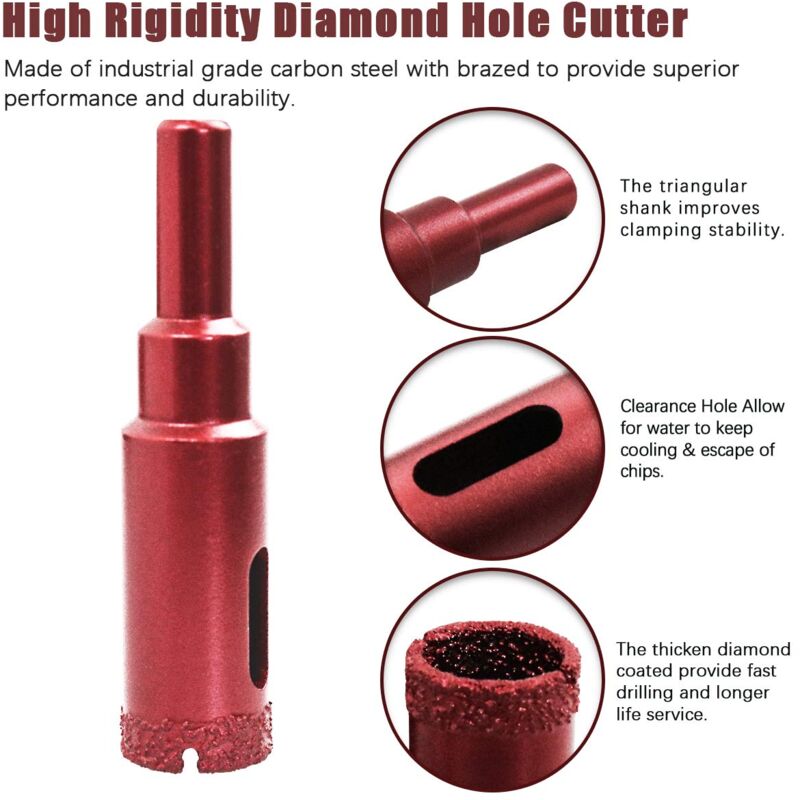 Diamond Hole Saw Set, Diamond Core Drill Bit For Tile/Glass/Marble (6Mm-50Mm 11 pcs)