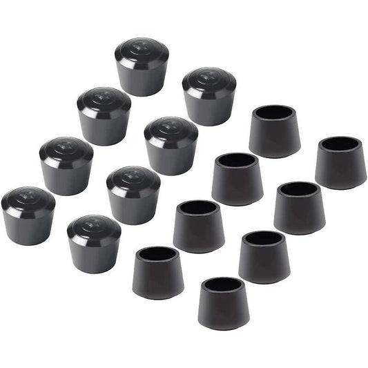 16 Pack Chair Leg Caps, Chair Leg Cap Rubber Chair Leg Protection End Caps, Inner Diameter - 7/8 Inch / 22 Mm, Black