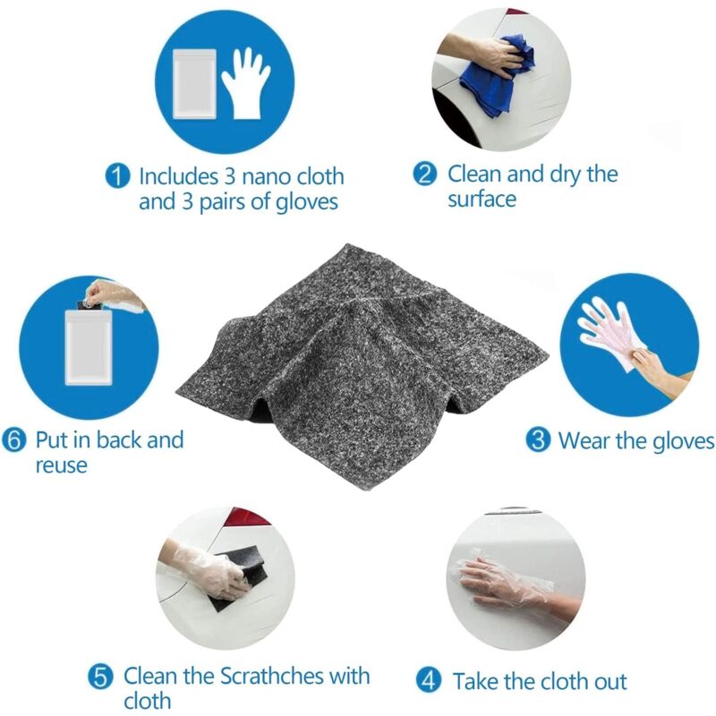 Car Scratch Remover Cloth 6 Pieces Car Scratch Repair Cloth Nano Sparkle Cloth For Repairing Lightly Scratched Paint,