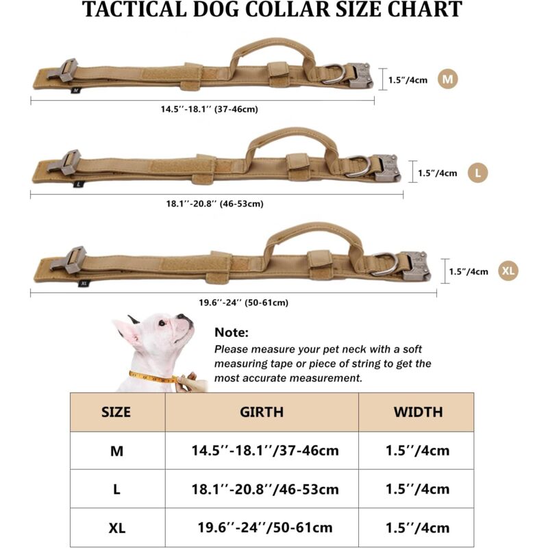 Tactical Dog Collar - Military Dog Collar With Control Handle, Adjustable Nylon Padded Dog Collar For Medium Large Dogs