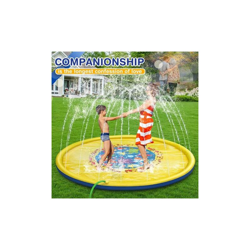 170Cm Kids Water Spray Mat, Durable Pvc Water Splash Spray Mat For Pool, Splash Sprinkle Play Pad Mat - Summer Kids