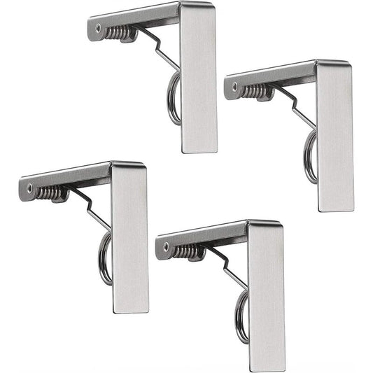 4 pcs Tablecloth Clips Set Stainless Steel Tablecloth Clips Anti-Slip Spring Loaded Tablecloth Holder