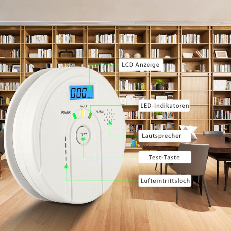 Carbon Monoxide Detector 85 Db, Co Detector With Lcd Display, En 50291 Battery Operated Carbon Monoxide Detector (3 Aa