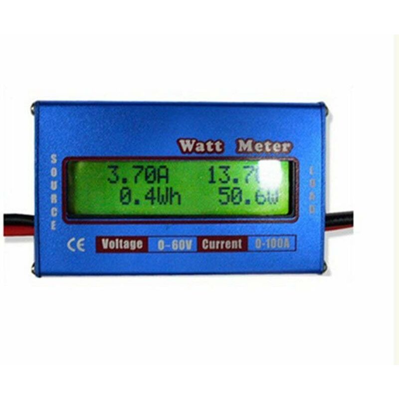 Solar Power Meter Lcd Power Analyzer Wattmeter, Dc Lcd Display 60V/100A High Precision Power Measurement Watt Meter -