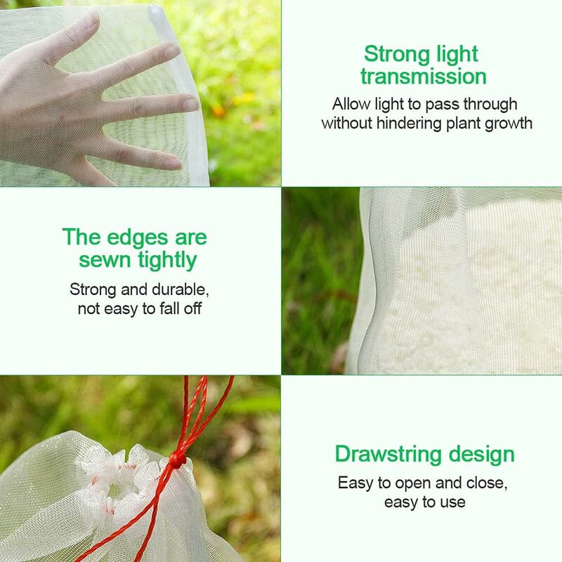 50 pcs Fruit Protection Bag Insect Mesh Bag Plant Protection Bag With Drawstring Anti-Insect Net Bags Insect Bag 2030Cm