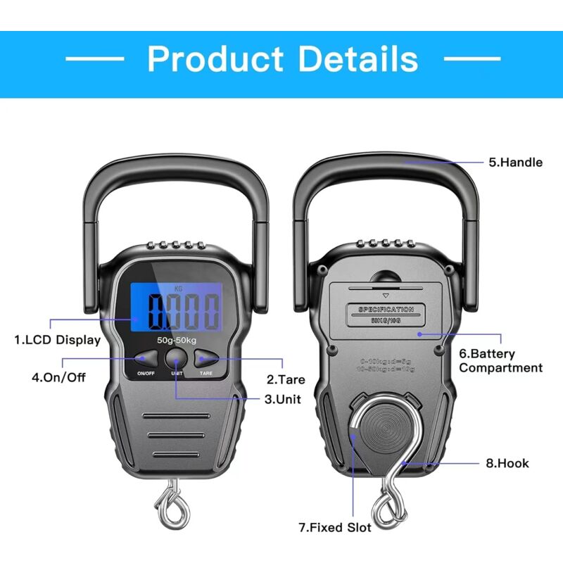 Electronic Luggage Scale/Portable Digital Scale/Suitcase Scale With Backlit Lcd For Travel, Fishing And Archery, Large