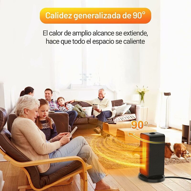 1200W Portable Heater, 90°Oscillation Ceramic Electric Heater, 2 Heating Modes Electric Heater, Quiet Fan Heater With