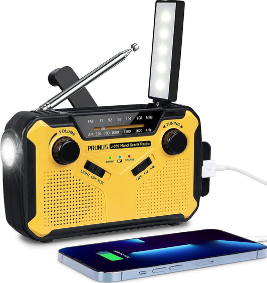 Emergency Solar Radio Wind-Up - Model 2025 - 2500 mAh Power Bank - AM/FM Radio with Flashlight & SOS - Emergency Kit for Camping & Power Outages - Red