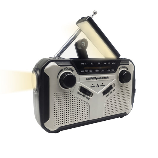 Emergency Radio Solar Wind-Up - Model 2025 - 2500 mAh Power Bank - AM/FM Radio with Flashlight & SOS - Emergency Kit for Camping & Power Outages - Gray