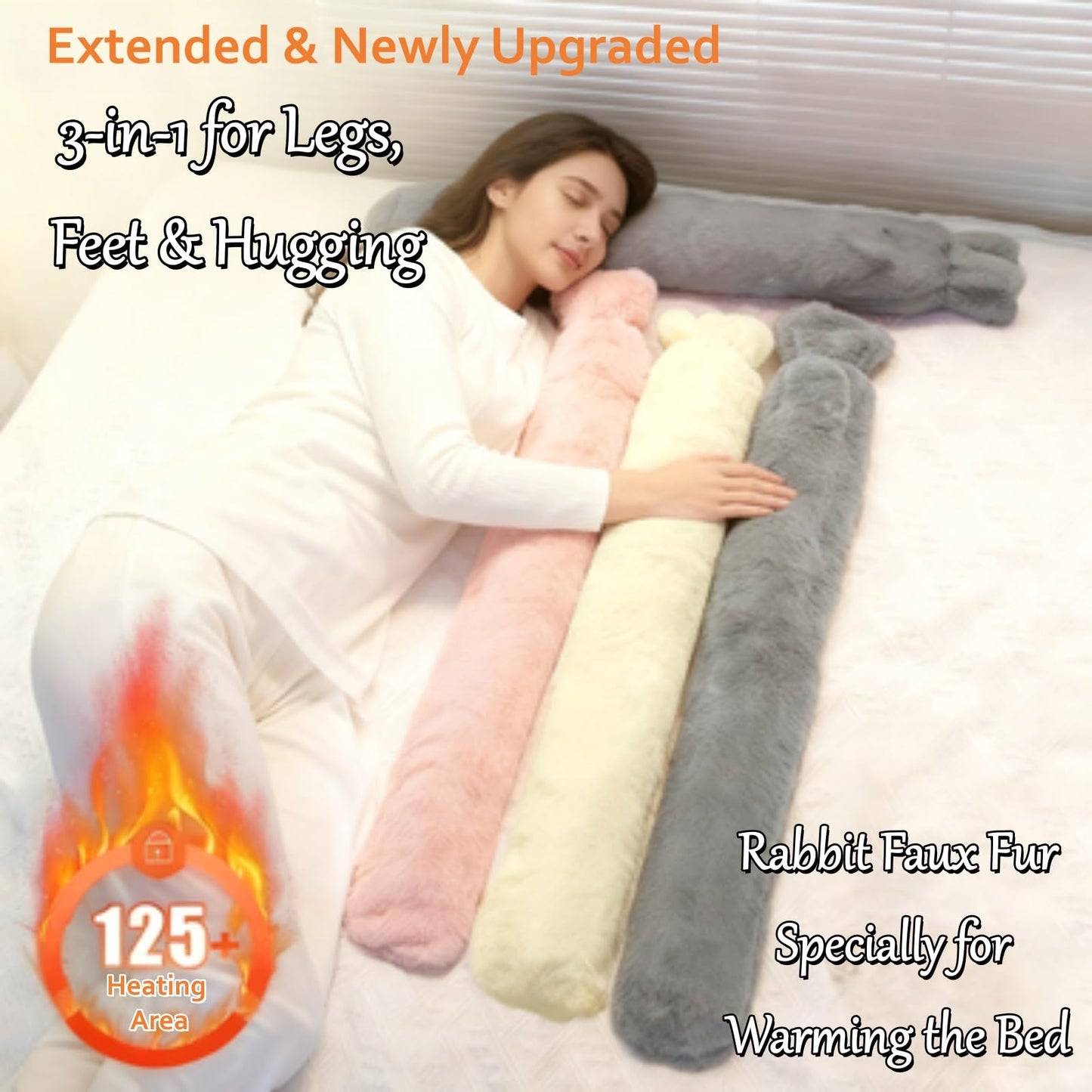 Long Hot Water Bottle - Hot Water Bottle - Hot Water Bottle with Cover - Neck Hot Bottle - Shoulder Hot Bottle - XXL Hot Bottle - Soft Hot Bottle - Bed Hot Bottle - Body Hot Bottle - Heating Bottle - Faux Fur - Imitation Fur - Winter Accessories - Gift fo