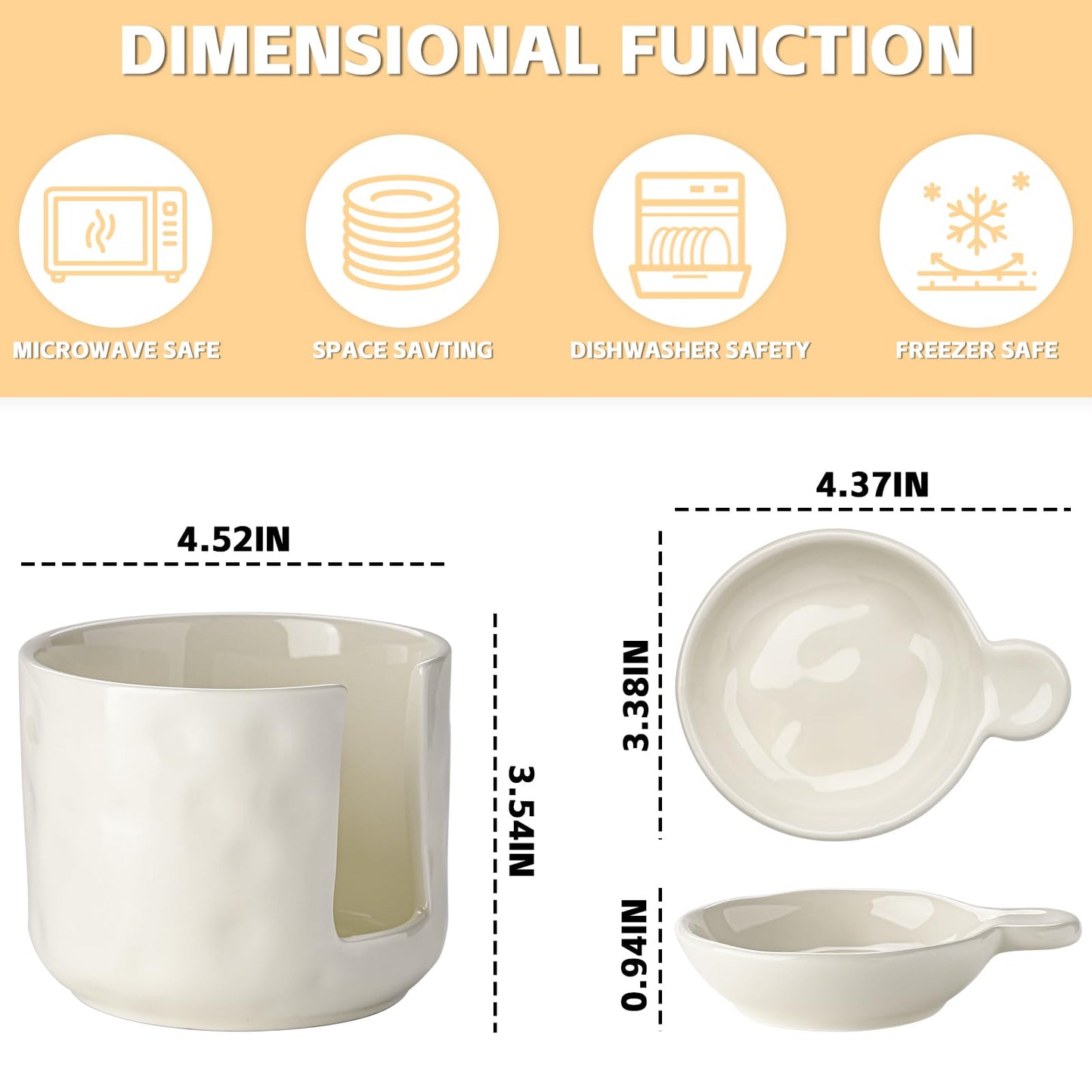 Sauce bowls - Tapas bowls - Dip bowls - Drinks bowls - Soy sauce bowl - Amuse bowls - Serving bowls - Gourmet - Snack bowls - Tableware - Ceramic Stackable with holder - White - 6 pieces