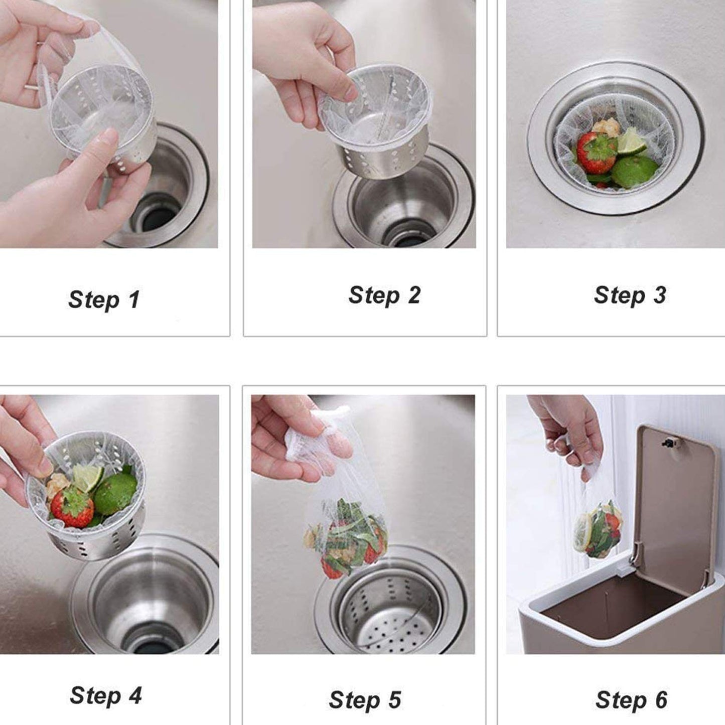 Sink Filter Bags - Sink Strainer - Sink Filter - Disposables - Sink Organizer - Anti-Clogging - Kitchen Accessories - Drain Strainer - White - 200 Pieces