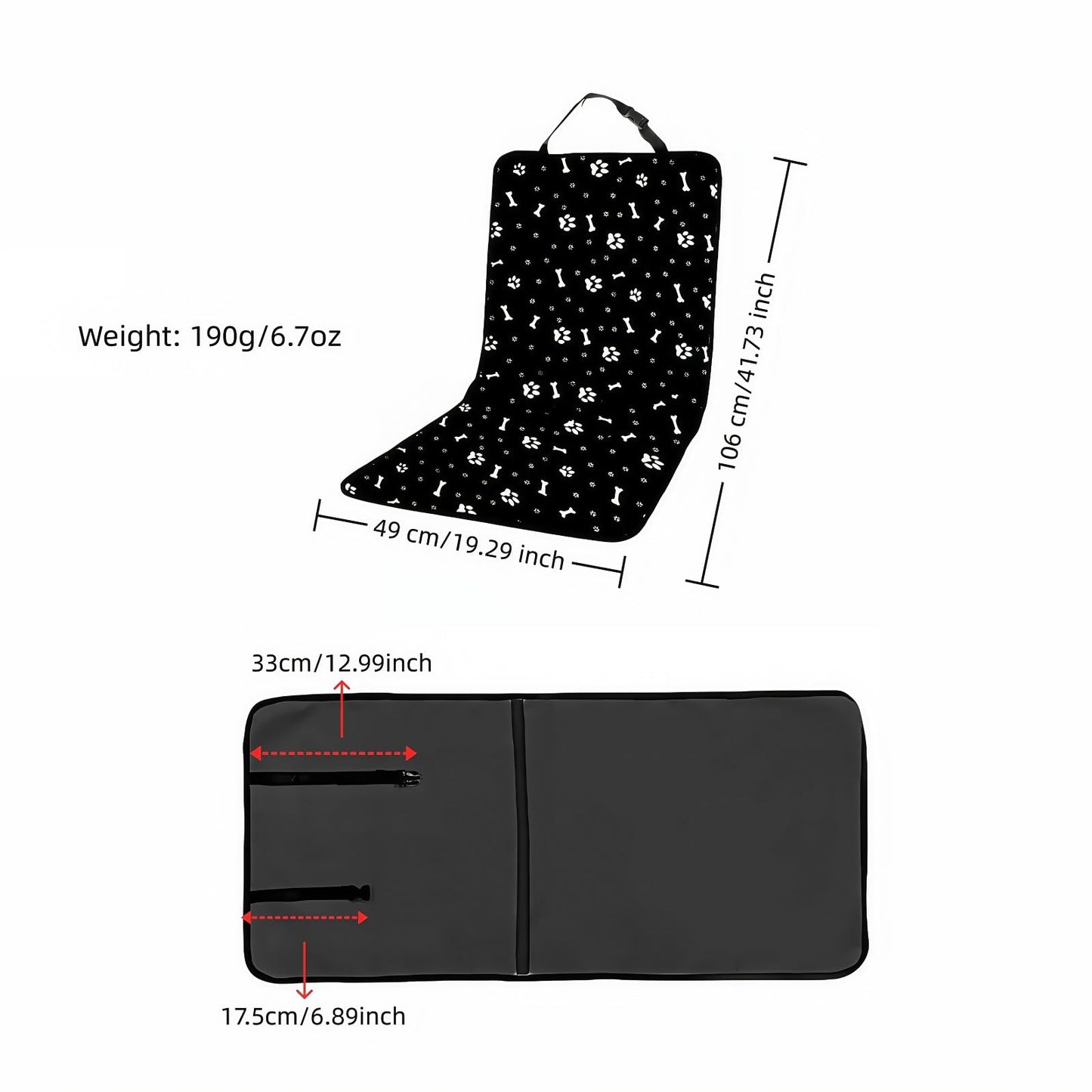 Dog Blanket Car - Car Seat Cover Dog - Seat Protector Car - Front Seat Cover - Waterproof - Dog Rug - Car Accessories Pet - Anti Hair - Black - 1 Piece